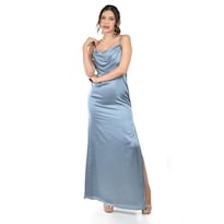 Vestido De Escote Drapeado Roman Fashion /juvenil  2005 (azul Claro) Azul