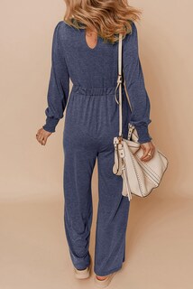 Foto 3 | Foto 3 | Mono Dokotoo De Manga Larga Con Cuello En V Elegante Para Mujer, Azul Marino - Venta Internacional.
