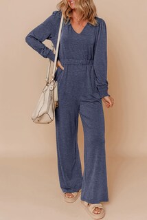 Foto 5 | Foto 5 | Mono Dokotoo De Manga Larga Con Cuello En V Elegante Para Mujer, Azul Marino - Venta Internacional.