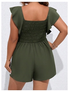 Foto 2 | Foto 2 | Rompers Soly Hux Para Mujer, Talla Grande, Manga Con Volantes, Color Verde Militar - Venta Internacional.