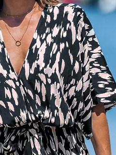 Foto 7 | Foto 7 | Romper Cupshe Para Mujer, Cuello En V, Estampado De Leopardo, Verano, Negro, Xl - Venta Internacional.