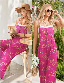 Foto 4 | Foto 4 | Mono Ekouaer Para Mujer, Estilo Bohemio, Pierna Ancha, Estampado Floral, Talla S - Venta Internacional.