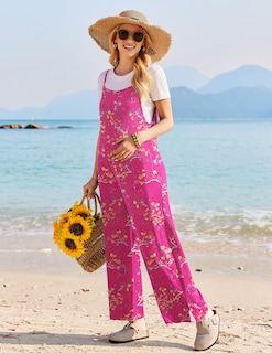 Foto 5 | Foto 5 | Mono Ekouaer Para Mujer, Estilo Bohemio, Pierna Ancha, Estampado Floral, Talla S - Venta Internacional.