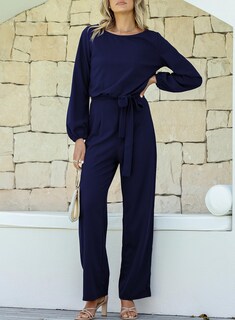 Foto 4 | Foto 4 | Mono Happy Sailed De Manga Larga Con Cinturón De Pierna Ancha Azul Xl Para Mujer - Venta Internacional.