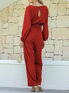 Foto 2 | Foto 2 | Mono Happy Sailed Para Mujer, Casual, Holgado, Manga Larga, Rojo, Talla M - Venta Internacional.