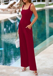 Foto 4 | Foto 4 | Mono De Verano Sin Mangas Prettygarden Para Mujer, Color Rojo Vino - Venta Internacional.