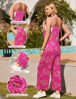 Foto 2 | Foto 2 | Mono Ekouaer Para Mujer, Estilo Bohemio, Pierna Ancha, Estampado Floral, Talla S - Venta Internacional.