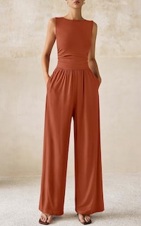 Foto 4 | Foto 4 | Mono Prettygarden De Una Pieza Para Mujer, Sin Mangas, S, Rojo Ladrillo - Venta Internacional.