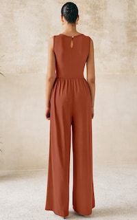 Foto 5 | Foto 5 | Mono Prettygarden De Una Pieza Para Mujer, Sin Mangas, S, Rojo Ladrillo - Venta Internacional.