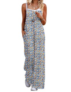 Foto 1 | Foto 1 | Mono Ekouaer Para Mujer, Estilo Bohemio, Floral, De Verano, Con Bolsillos - Venta Internacional.