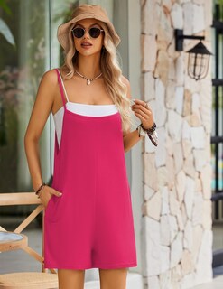 Foto 3 | Foto 3 | Mono Holgado Para Mujer Romper Ekouaer, Casual, Sin Mangas, Rosa, Talla M - Venta Internacional.