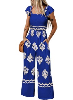Foto 1 | Foto 1 | Mono Happy Sailed Azul Con Estampado Bohemio Para Mujer 2025, Tamaño Mediano - Venta Internacional.