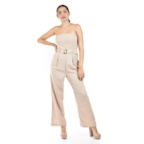 Jumpsuit Strapless Con Cinto Roman Fashion /juvenil 9259 (beige) Beige