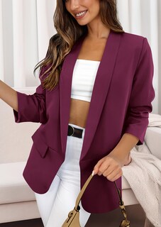 Foto 5 | Foto 5 | Blazer Prettygarden Para Mujer, Casual, 2024, Frente Abierto, Morado Y Rojo - Venta Internacional.