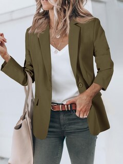 Foto 2 | Foto 2 | Blazer Cicy Bell Para Mujer, Casual, Con Parte Delantera Abierta, Color Verde Militar - Venta Internacional.