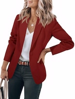 Blazer Cicy Bell Para Mujer, Casual, Con Parte Delantera Abierta, Color Burdeos - Venta Internacional.