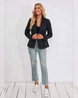 Foto 5 | Foto 5 | Chaqueta Tipo Blazer Luvamia Para Mujer Con Solapa Con Muescas, Color Negro, Talla Xxl - Venta Internacional.