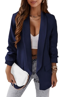 Foto 1 | Foto 1 | Chaqueta Tipo Blazer Prettygarden Para Mujer, De Otoño, Con La Parte Delantera Abierta, Azul Oscuro - Venta Internacional.
