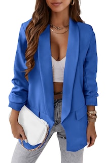 Foto 1 | Foto 1 | Blazer Prettygarden Para Mujer 2024, Otoño, Con La Parte Delantera Abierta, Azul, Xl - Venta Internacional.