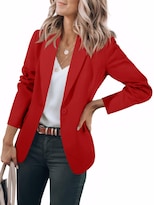 Blazer Cicy Bell Para Mujer, Casual, Con Parte Delantera Abierta, Poliéster Rojo - Venta Internacional.