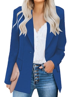 Foto 1 | Foto 1 | Chaqueta Tipo Blazer Luvamia Para Mujer, Casual, Con Solapa Y Botones, Color Azul Xxl - Venta Internacional.