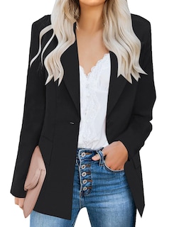 Foto 1 | Foto 1 | Chaqueta Tipo Blazer Luvamia Para Mujer, Casual, Con Solapa Con Muescas, Color Negro - Venta Internacional.