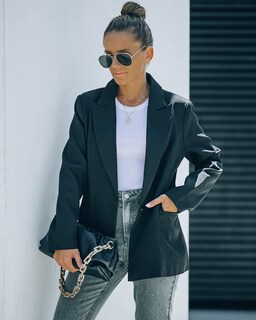 Foto 3 | Foto 3 | Chaqueta Tipo Blazer Luvamia Para Mujer, Casual, Con Solapa Con Muescas, Color Negro - Venta Internacional.