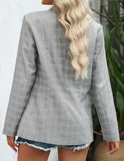 Foto 3 | Foto 3 | Chaqueta Tipo Blazer Luvamia Para Mujer, Casual, Con Botones Y Solapa, A Cuadros - Venta Internacional.