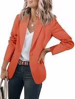 Blazer Cicy Bell Para Mujer, Casual, Con Parte Delantera Abierta, Poliéster Naranja - Venta Internacional.