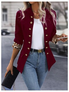 Foto 3 | Foto 3 | Chaqueta Sweatyrocks De Poliéster Burdeos Con Botones Abiertos En La Parte Delantera Para Mujer - Venta Internacional.