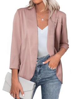 Foto 1 | Foto 1 | Blazer Happy Sailed Para Mujer, Parte Delantera Abierta, Manga 3/4, Rosa, 1 X - Venta Internacional.