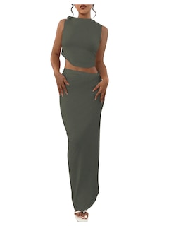 Foto 1 | Foto 1 | Conjunto de Falda y Blusa Sin Mangas Verde para Mujer  - Venta Internacional