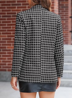 Foto 2 | Foto 2 | Chaqueta Tipo Blazer De Tweed A Cuadros Happy Sailed Fashion Para Mujer - Venta Internacional.