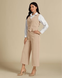 Foto 4 | Foto 4 | Conjunto De Ropa Casual De Negocios Luvamia Para Mujer, Beige, Talla Xl - Venta Internacional.