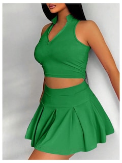 Foto 4 | Foto 4 | Camiseta Corta Sin Mangas Y Falda Outfit Soly Hux Para Verano, De 2 Piezas, Para Mujer - Venta Internacional.
