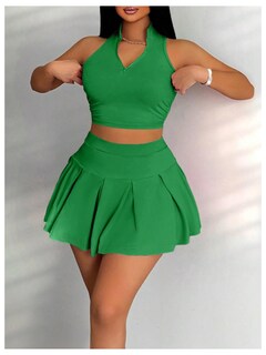 Foto 5 | Foto 5 | Camiseta Corta Sin Mangas Y Falda Outfit Soly Hux Para Verano, De 2 Piezas, Para Mujer - Venta Internacional.
