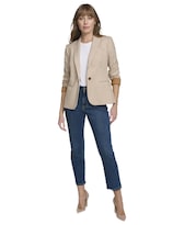 Chaqueta De Negocios Para Mujer, Estilo Blazer Tommy Hilfiger, Color Tabaco/marfil - Venta Internacional.