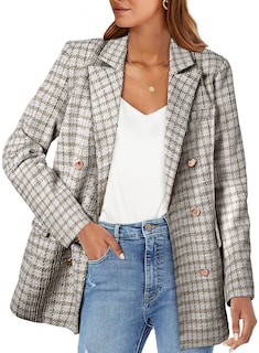 Foto 1 | Foto 1 | Blazer Happy Sailed Para Mujer, Tweed, Doble Botonadura, Color Marrón L - Venta Internacional.