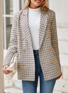 Foto 3 | Foto 3 | Blazer Happy Sailed Para Mujer, Tweed, Doble Botonadura, Color Marrón L - Venta Internacional.