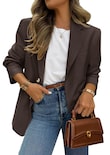 Blazer Prettygarden 2025 Para Mujer, De Negocios, Informal, Café - Venta Internacional.