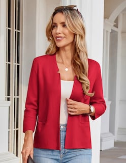 Foto 5 | Foto 5 | Chaqueta Blazer Grace Karin Para Mujer Tejida Con La Parte Delantera Abierta, Color Rojo, Talla L - Venta Internacional.