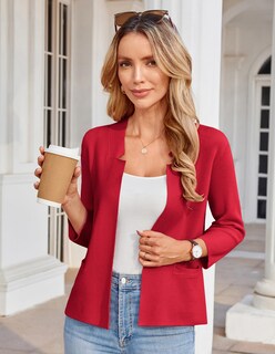 Foto 4 | Foto 4 | Jersey Blazer Grace Karin De Punto Ligero Para Mujer, Color Rojo S - Venta Internacional.