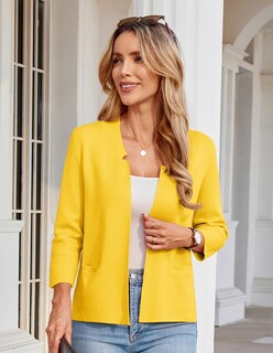 Foto 5 | Foto 5 | Blazer Grace Karin De Punto Corto Con Parte Delantera Abierta Para Mujer, Color Amarillo Xxl - Venta Internacional.