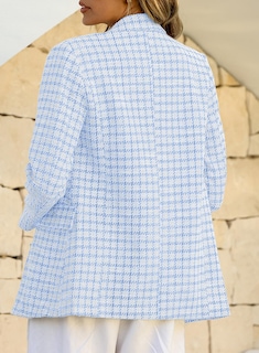 Foto 2 | Foto 2 | Vestido Tipo Blazer Happy Sailed A Cuadros De Tweed, Casual, Holgado, Azul Claro - Venta Internacional.