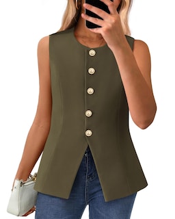 Foto 1 | Foto 1 | Chaleco Btfbm, Chaqueta De Verano Sin Mangas Para Mujer, Color Verde Militar, Talla M - Venta Internacional.
