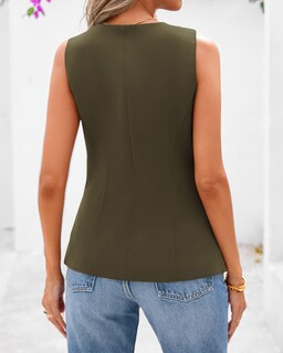 Foto 3 | Foto 3 | Chaleco Btfbm, Chaqueta De Verano Sin Mangas Para Mujer, Color Verde Militar, Talla M - Venta Internacional.
