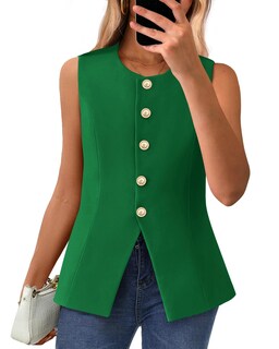 Foto 1 | Foto 1 | Chaleco Btfbm Blazer De Verano Sin Mangas Para Mujer, Color Verde Brillante, Xxl - Venta Internacional.