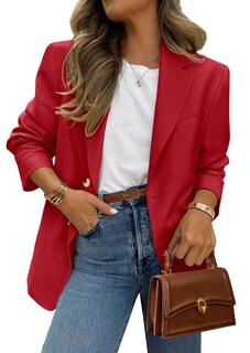 Foto 1 | Foto 1 | Blazer Prettygarden 2025 Para Mujer, Casual, De Negocios, Color Rojo - Venta Internacional.