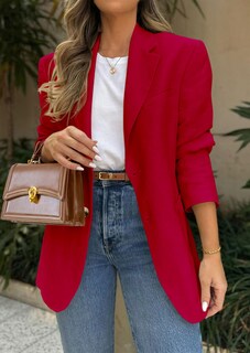 Foto 3 | Foto 3 | Blazer Prettygarden 2025 Para Mujer, Casual, De Negocios, Color Rojo - Venta Internacional.