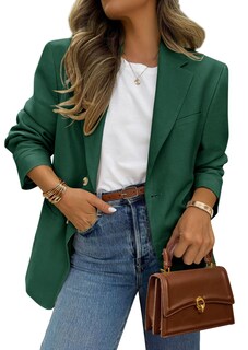 Foto 1 | Foto 1 | Blazer Prettygarden 2025 Para Mujer, Casual, De Negocios, Color Verde Oscuro - Venta Internacional.